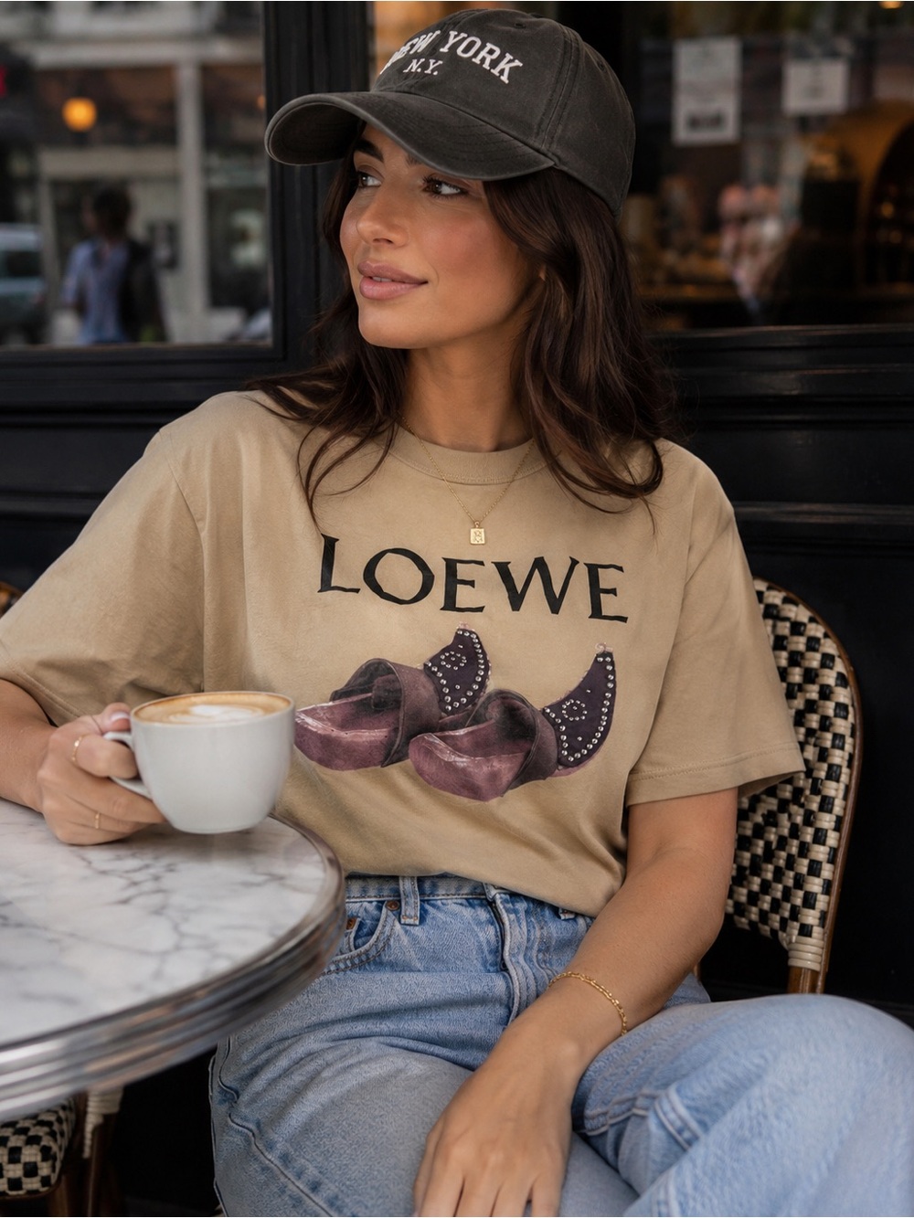 Loewe Beige Graphic Applique Logo Tee